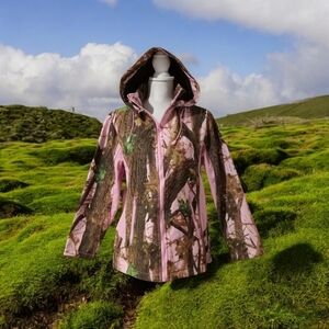 AQUA STOP PINK CAMO JACKET WITH NON REMOVABLE HOOD‎ SIZE SMALL